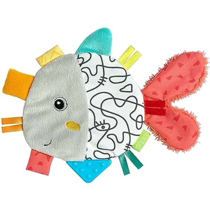 BABY FEHN DoBabyDoo Crinkle Fish, Rassel mit Beißring für Kleinkinder, fördert Sehvermögen und Motorik, bunt – Bild 1