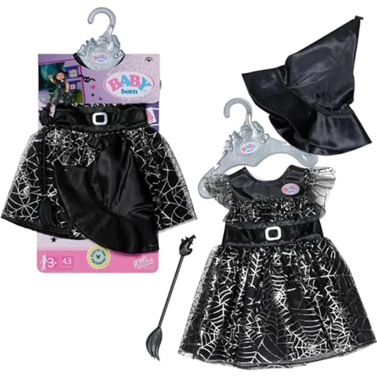 BABY Born Hexenkleid mit Besen und Hexenhut, Puppenkleid für 43 cm Puppen, Zapf Creation - Verzaubertes Tüllkleid, Besen und Hexenhut, Hochwertiges Zubehör - Preisvergleich