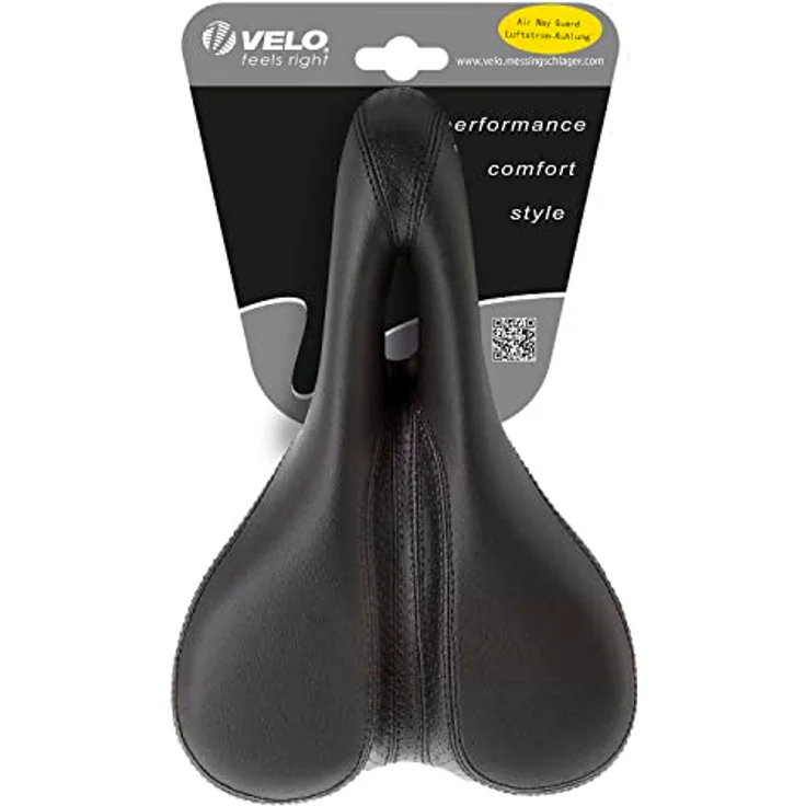 Velo Basic Deep Channel Touringsattel, Fahrradsattel, Damensattel, Sattel für Frauen, O-Zone Full Cut, ARC-TECH stoßabsorbierende Gestellfederung, stabile 2-Komponentenschale, 262x155mm, schwarz – Bild 2