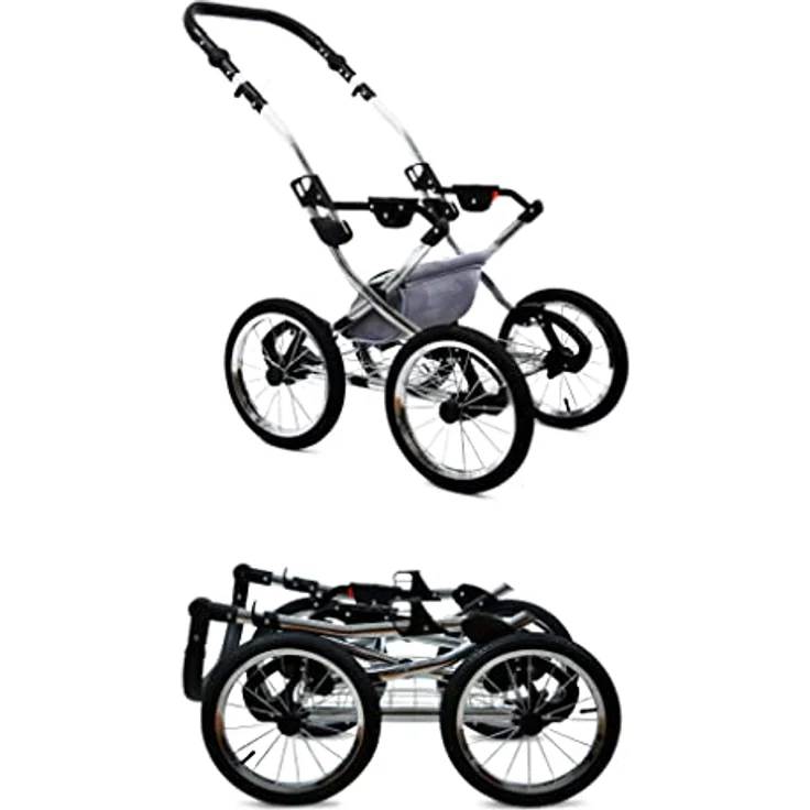 Babylux BabyLux ALU 2in1 Kinderwagen für Kleinkinder – Red Bow Silver Frame, verstellbarer tiefer Kinderwagen und Buggy, EU Norm EN 1888-1:2018+A1:2022, inkl. Zubehör – Bild 4