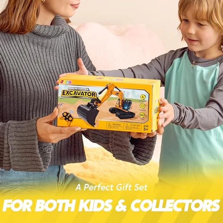JOYIN RC-Bagger, Ferngesteuertes Bagger Spielzeug mit 2,4 GHz Fernbedienung, LED-Leuchten und 2 Akkus für Kinder ab 3 Jahren – Bild 7