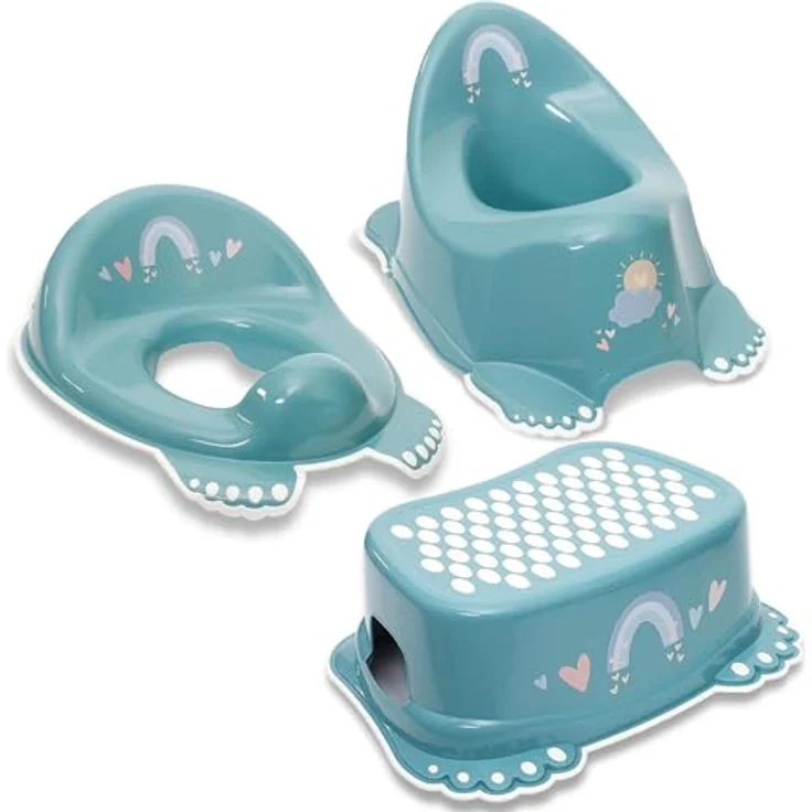Babykajo 3 in 1 Baby Töpfchen Set, TÜV Rheinland geprüft, BPA freies Plastik, inklusive Kinder Töpfchen, Toilettensitz und Tritthocker mit Antirutschfüßchen – Bild 1