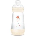 MAM Easy Start Anti-Colic Babyflasche (260 ml), Baby Trinkflasche mit Bodenventil gegen Koliken, Sauger Größe 1, Fisch/beige/zartrosa