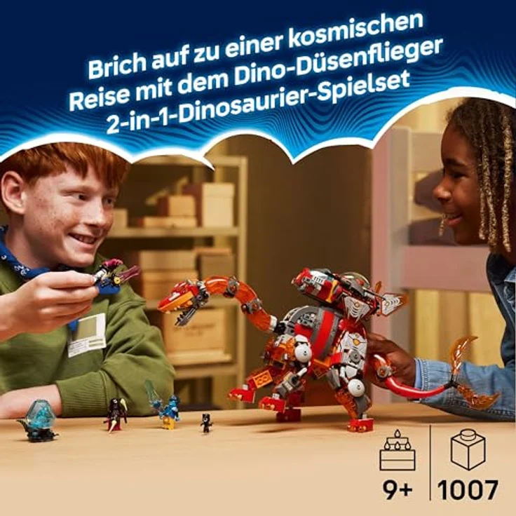 LEGO DREAMZzz 2in1 Dino-Düsenflieger, Dinosaurier Spielzeug verwandelbar in Stegosaurus, inkl. 4 Minifiguren und 2 sammelbaren Schatz-Kreaturen, Geschenk für Jungen ab 9 Jahren, 71514 – Bild 2