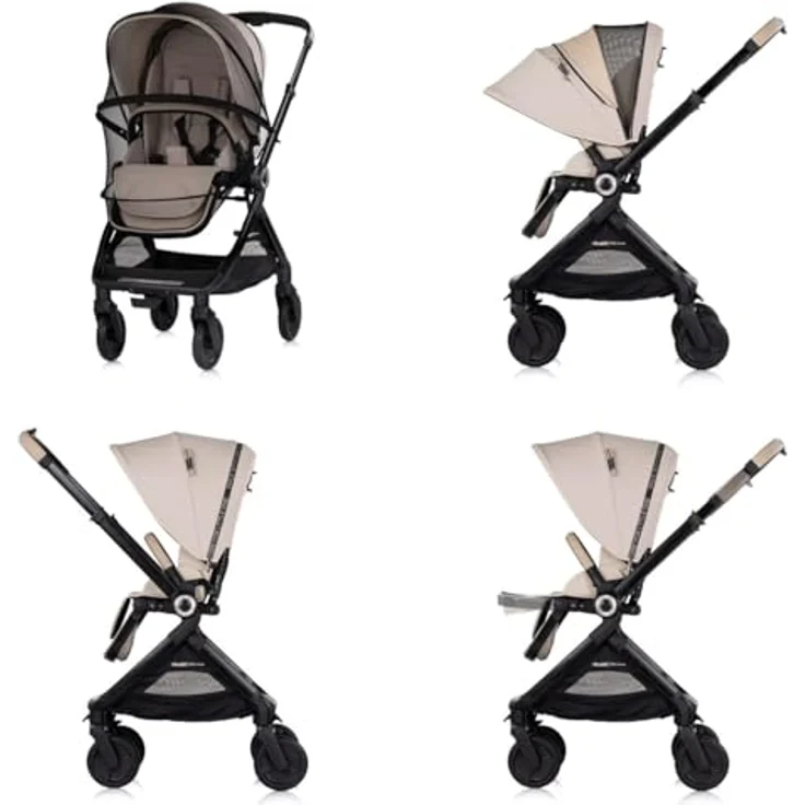 Chipolino Kombikinderwagen Elite 2 in 1 next GEN, klappbar mit Fußsack und Moskitonetz, beige, für Kinder ab Geburt bis 48 Monate – Bild 5