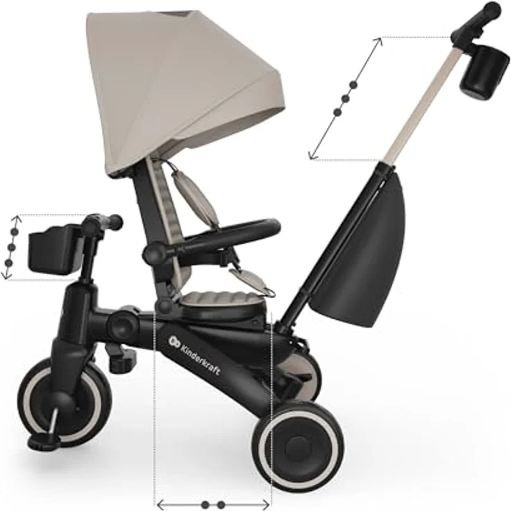 Kinderkraft Dreirad Jazz 3, 6-in-1 mit verstellbarem Sitz und wasserdichtem Sonnenschutz, geeignet von 9 Monaten bis 5 Jahren – Bild 9