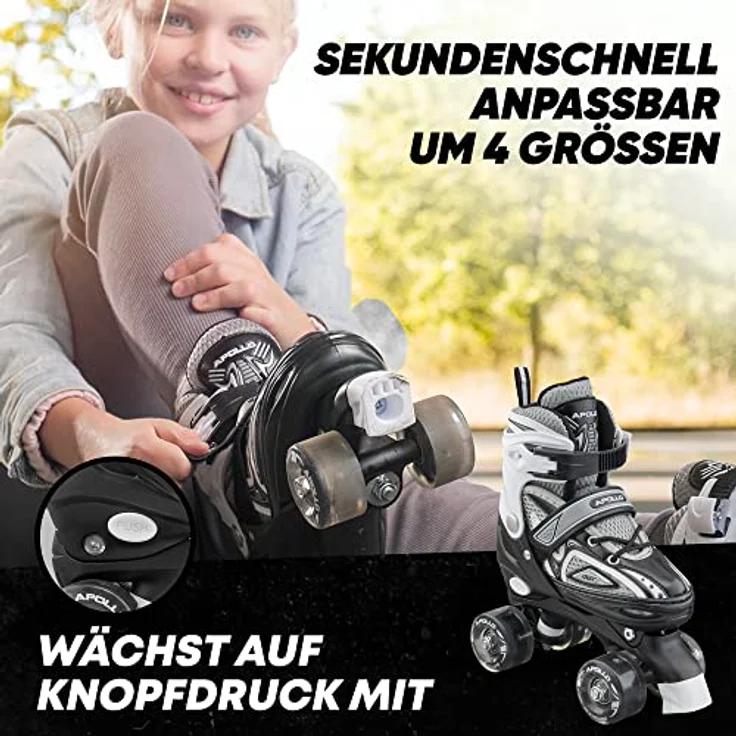 Apollo Super Quad X Pro | LED Rollschuhe für Kinder | Größenverstellbar, komfortabel, für Mädchen und Jungen | Größen 31-42 – Bild 2