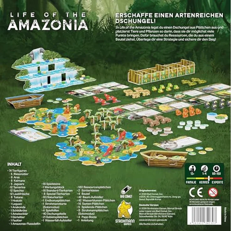 Strohmann Games Life of The Amazonia, strategisches Meeple-Placement-Brettspiel für 1-4 Spieler, ab 12 Jahren, 60-150 Minuten, Deutsch – Bild 3