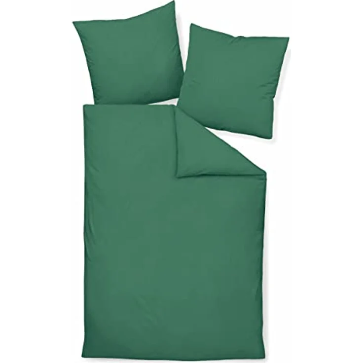 Janine Design Mako-Soft-Seersucker Bettwäsche-Garnitur Piano 0125 Farbe waldgrün Größe 135x200 + 80x80cm – Bild 1