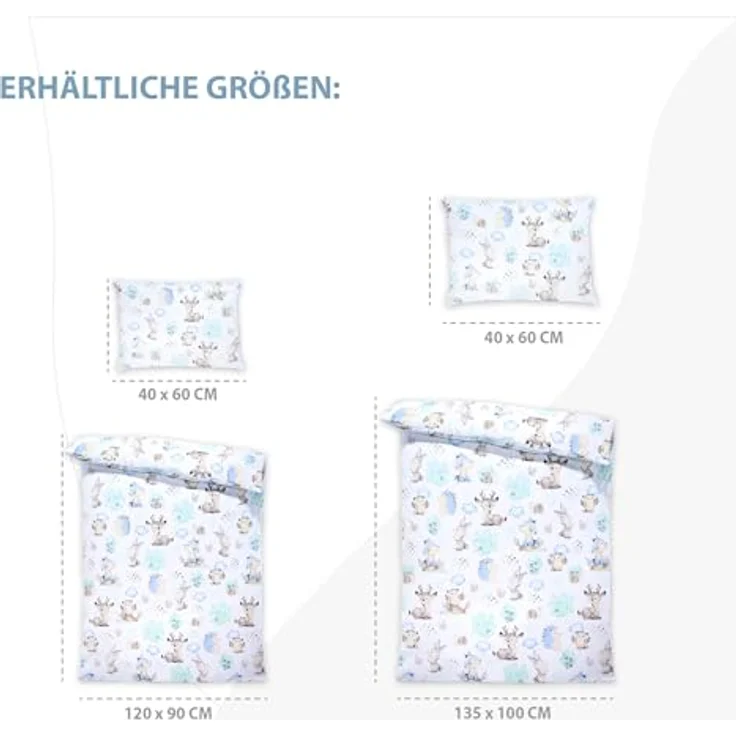 Totsy Baby Kinderbettwäsche Set, 100x135 cm, Oeko-Tex, wendbar, Baumwolle, inkl. Kissenbezug 40x60 cm, für Jungen und Mädchen – Bild 3