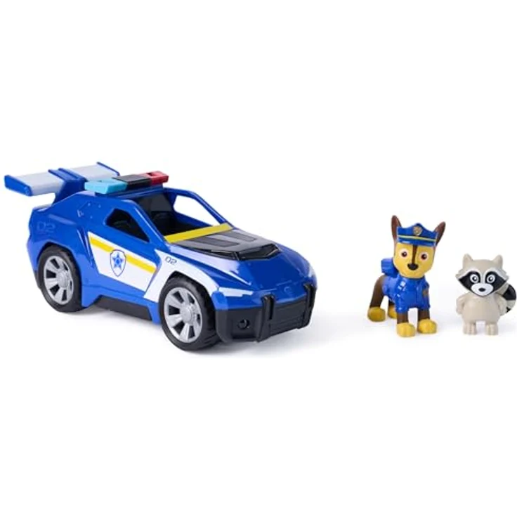 Paw Patrol PAW Search & Rescue Vehicle Chase, Pullback-Fahrzeugset mit Polizeiauto und Figuren, 15 cm, inkl. Chase und Waschbär – Bild 4