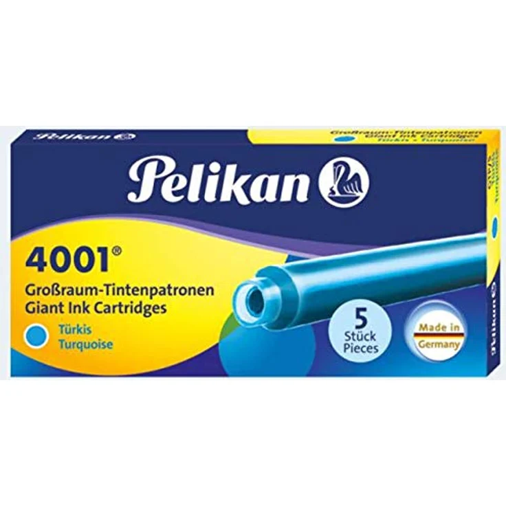 Pelikan Füllfederhalter Pelikan Großraum-Tintenpatronen 4001 GTP/5, türkis mit qualitativ hochwertiger Tinte und gutem Tintenfluss – Bild 2