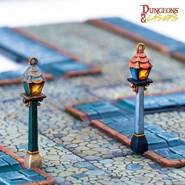 Archon Studio Dungeons & Lasers: City Streets Miniature Terrain – unlackiert, modular mit integrierter Gitterstruktur, kompatibel mit DND und anderen RPG-Spielen – Bild 3