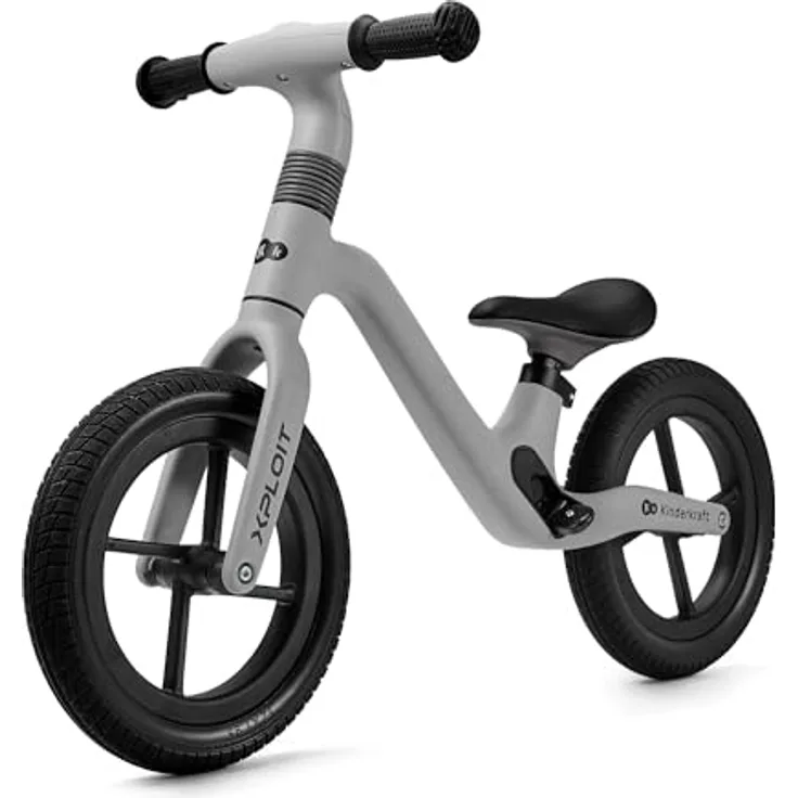kk Kinderkraft XPLOIT Laufrad, Lernlaufrad mit verstellbarem Lenker und Sattel, 12 Zoll PU Räder, für Kinder ab 80 cm, grau