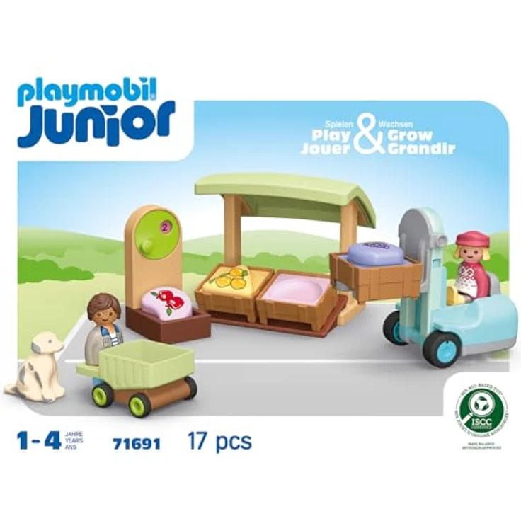 Playmobil® 71137 Bio-Marktstand mit Gabelstapler, inkl. Obst- und Gemüsekisten, Playmobil® Junior – Bild 5
