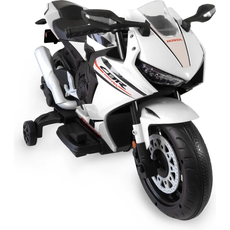 Lemodo Elektro-Kindermotorrad Honda Elektrofahrzeug für Kinder ab 3 Jahren, weiß/schwarz, LED-Leuchten, 6 V 4,5 AH Batterie, 3-4 km/h, ca. 90 x 44 x 52 cm – Bild 1