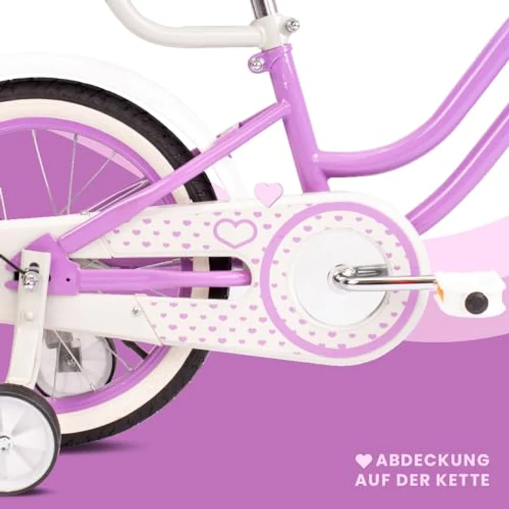 Sun Baby Mädchenfahrrad 16 Zoll Radgröße Heart Bike, mit Abnehmbarer Schubstange, Violett, für Mädchen von 2 bis 6 Jahre – Bild 4