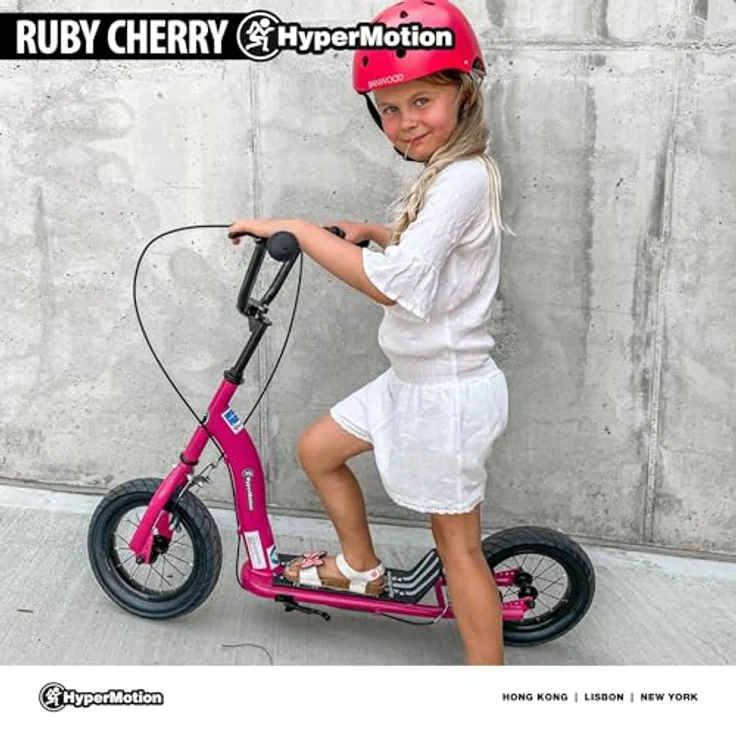 HyperMotion Kinderroller RUBY 12.2, höhenverstellbar mit 12 Zoll Luftreifen, Handbremsen, pink/magenta – Bild 6