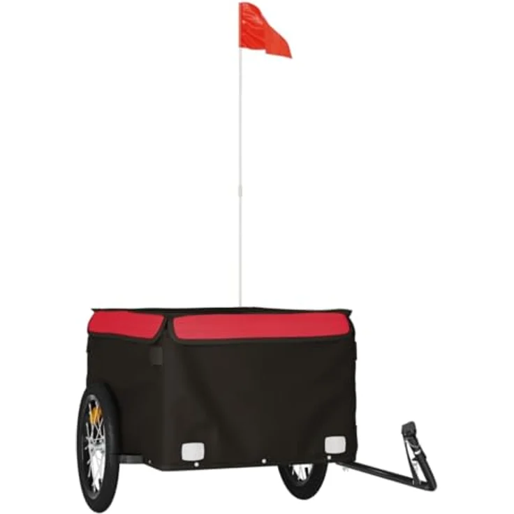 vidaXL Fahrradanhänger Schwarz und Rot 45 kg Eisen, Robustes Material, Praktisches Design, Cleveres Design – Bild 1