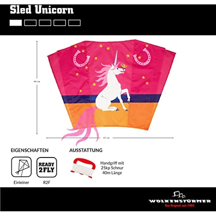Wolkenstürmer Einsteiger Drache Sled Alpaka blau ab 3 Jahren - 1 Leiner Kinder Flugdrachen ohne Gestänge - für Kinder von 3-6 Jahren - Drachen & Flugspielzeug für Kinder – Bild 2