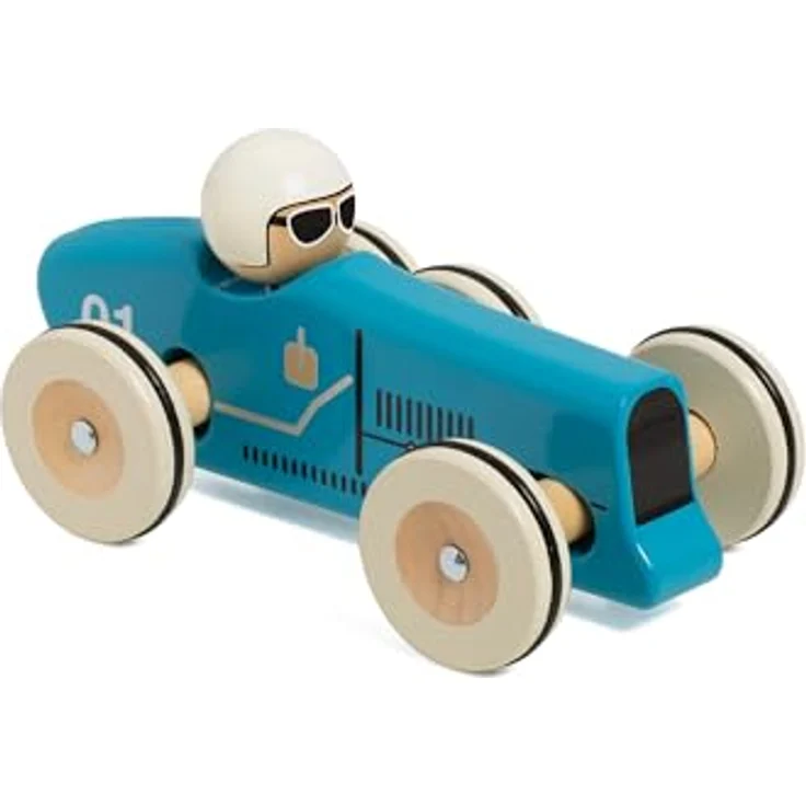 Classic World Rennwagen Montlhery, Holzspielzeug mit beweglichem Lenksystem, 18,2x10x9cm, ab 18 Monaten – Bild 1