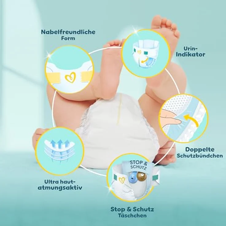Pampers Premium Protection Windeln Gr.2 Mini (4-8 kg), Big Pack, 74 St., hautfreundlich und atmungsaktiv – Bild 4