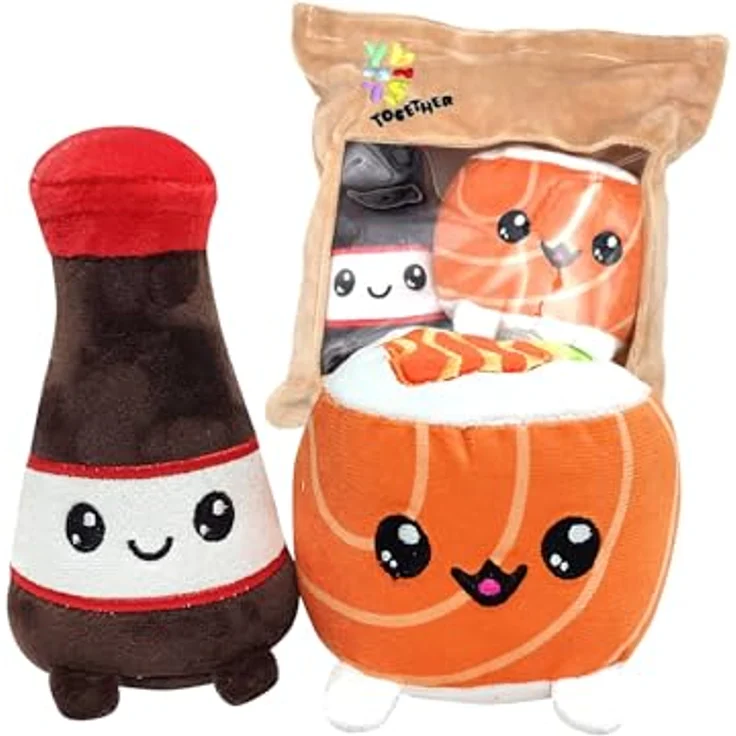 Joy Toy Yummis Together Plüschfiguren 2er-Pack Uramaki & Soya, Flauschig-weich, 15 cm, in Take Away Bag 21 x 21 cm – Bild 1