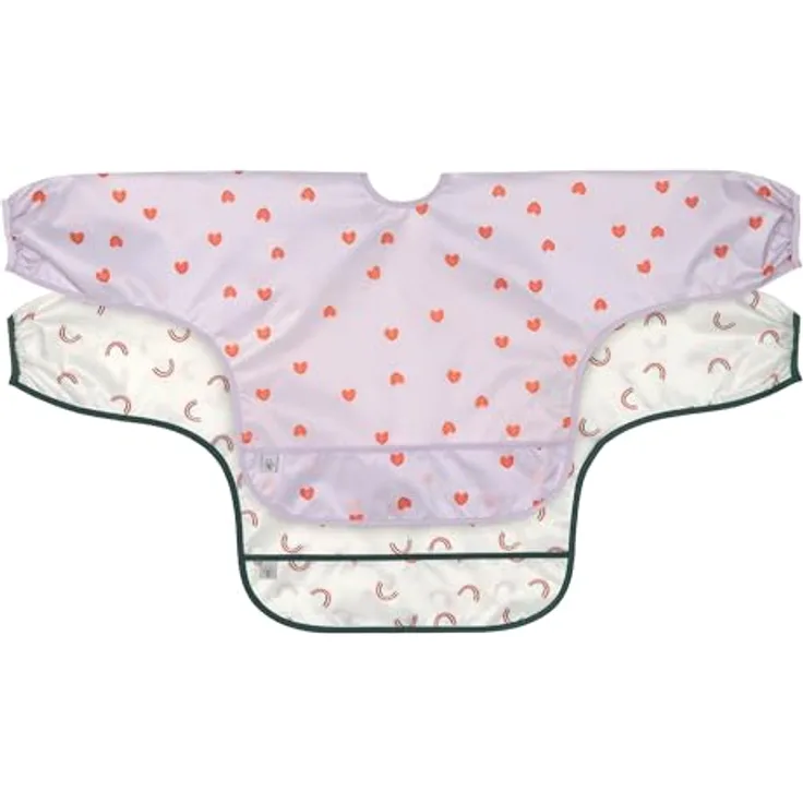 LÄSSIG Baby Langarmlätzchen Set (2 St.) zum Binden Auffangschutz/Long Sleeve Bib Happy Rascals Heart