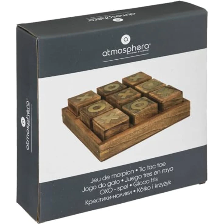 ATMOSPHERA CREATEUR D’INTERIEUR Tic-Tac-Toe-Spiel aus Mangoholz, 23x23 cm, beige – Bild 2