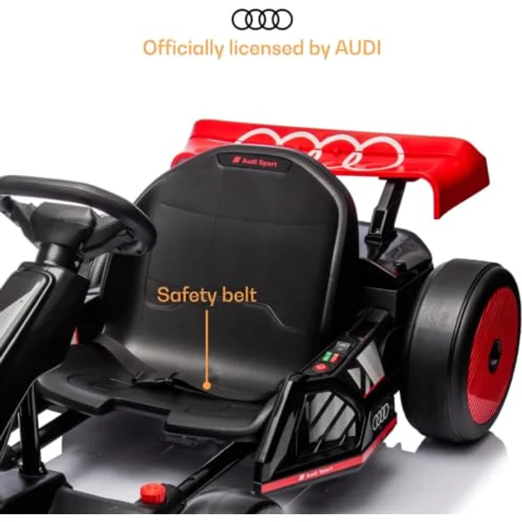 Vrooomy Audi Kinder Elektro GoKart 24V, mit Driftfunktion, Bluetooth, verstellbarem Sitz und EVA-Reifen, rot – Bild 3