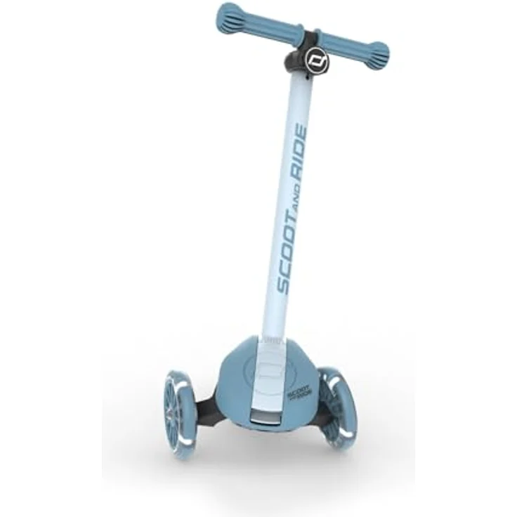 Scoot & Ride Highwaykick 3S Kinderroller, höhenverstellbar mit 2-fach Lenkung, LED-Rädern, zusammenklappbar, für Kinder 96-130 cm (Steel) – Bild 5