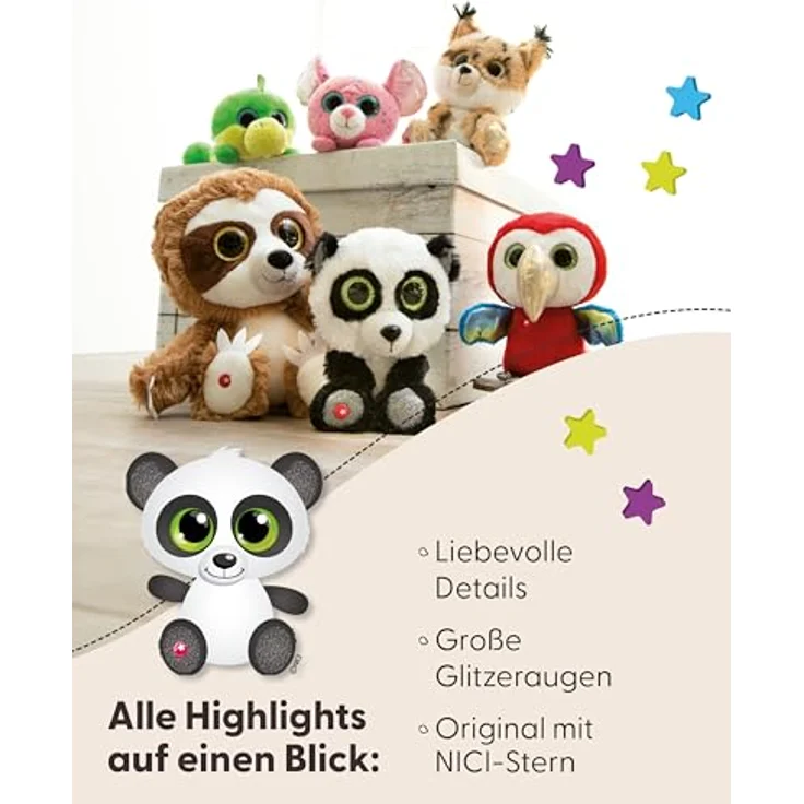 NICI GLUBSCHIS Panda Peppino 15cm I Schlenkernder Kuscheltier Panda mit großen Glitzeraugen I Plüschtier für Schmusetierliebhaber I Stofftier – 49294 – Bild 4