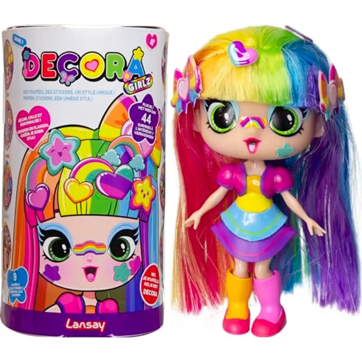 Lansay Decora Girlz Modepuppe zum Anpassen, kreative Spielpuppe in rosa bunt für Kinder ab 4 Jahren