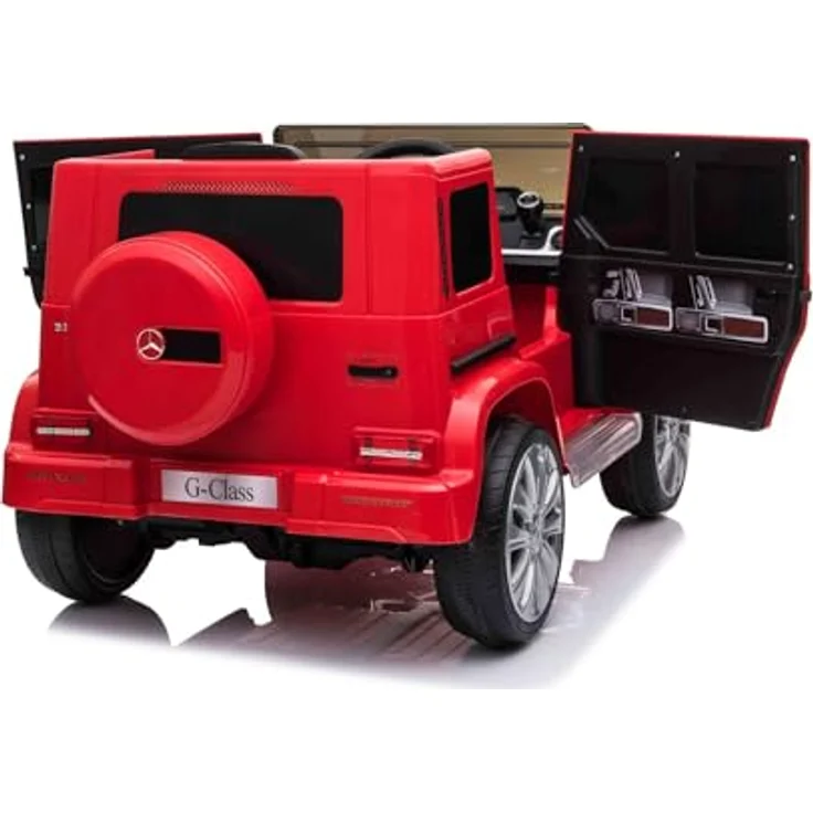 RIRICAR Elektrisches Elektroauto Mercedes G500 12V, rot, mit 2,4 GHz Fernbedienung, USB/SD Eingang, Hinterradfederung, Lithium-Batterie, LED-Lichtern, Originaler Lizenz – Bild 4