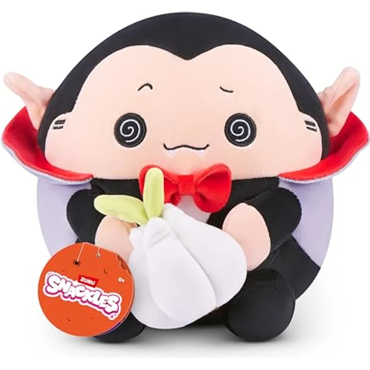 Snackles Halloween Serie 1, 20 cm Plüschspielzeug (Draco) von ZURU, Vampir mit Snack-Accessoire und Knoblauchknolle – Bild 1