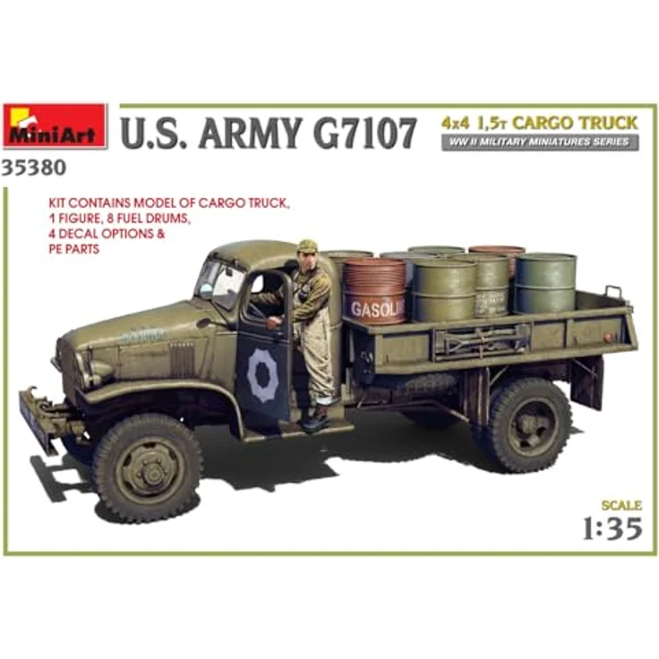 Mini art U.S. ARMY G7107 4X4 1,5t CARGO TRUCK, Modellfahrzeug im Maßstab 1:35 mit Photoätzteilen und Zubehörteilen – Bild 5