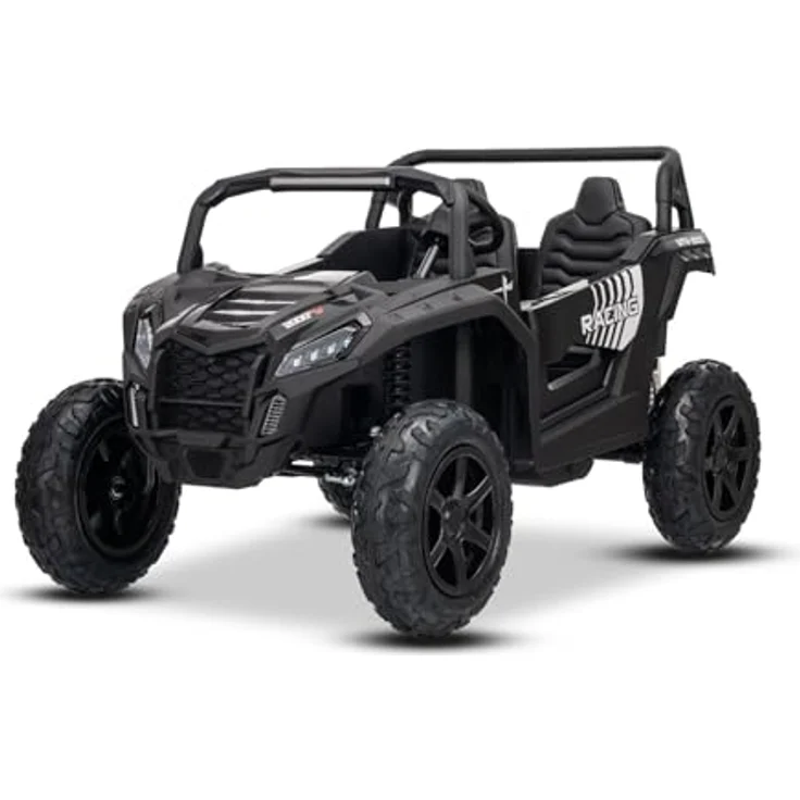 Beneo Elektrisches Kinderauto UTV XXL 24V, schwarz, zweitürig, mit Differenzialmotor, aufblasbaren Gummireifen, gefederten Hinterachsen, Scheibenbremse, Bluetooth und MP3-Player mit USB/SD-Anschluss – Bild 1