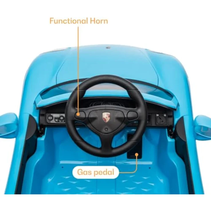 Porsche Carrera GT Elektro-Kinderauto 12V, lizenziertes Elektroauto für Kinder (1-5 Jahre), mit Ledersitz, Fernbedienung, Bluetooth und EVA-Reifen, Blau – Bild 6