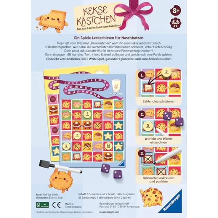 Ravensburger Keksekästchen 24749, Roll & Write Spiel mit doppelseitigen Spielplänen und abwischbaren Stiften, geeignet ab 8 Jahren – Bild 6