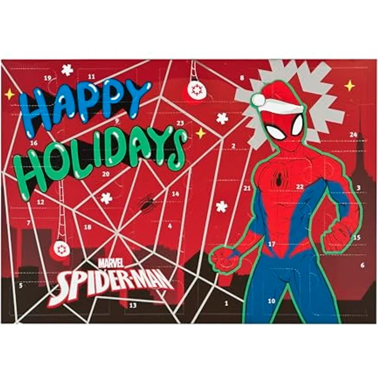 UNDERCOVER Spielzeug-Adventskalender Spider-Man 2025, 24-tlg. mit Schreibwaren und Spielsachen für Kinder ab 3 Jahren, weihnachtliches Design – Bild 2