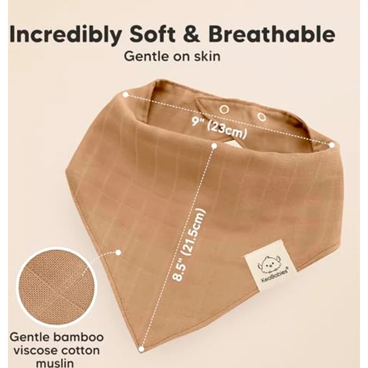 KeaBabies Lumi Muslin 8-Pack Baby Lätzchen, Unisex Bandana Dreieckslätzchen aus 100% Baumwolle, saugfähig & weich, für Neugeborene bis 36 Monate (Mirage) – Bild 3