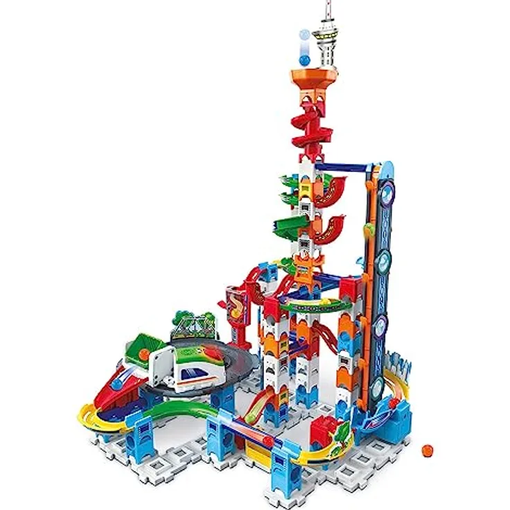 VTech - Marble Rush, Elektronische Kugelschaltung Super Sky Tower Set XL300E, 143 Teile, 10 Bälle, Geschenk für Kinder ab 4 Jahren