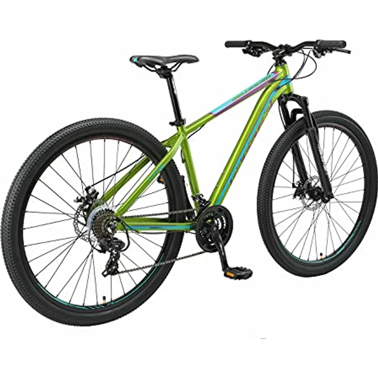 BIKESTAR Hardtail Aluminium Mountainbike Shimano 21 Gang Schaltung, Scheibenbremse 29 Zoll Reifen | 17 Zoll Rahmen Alu MTB | Grün Blau – Bild 3