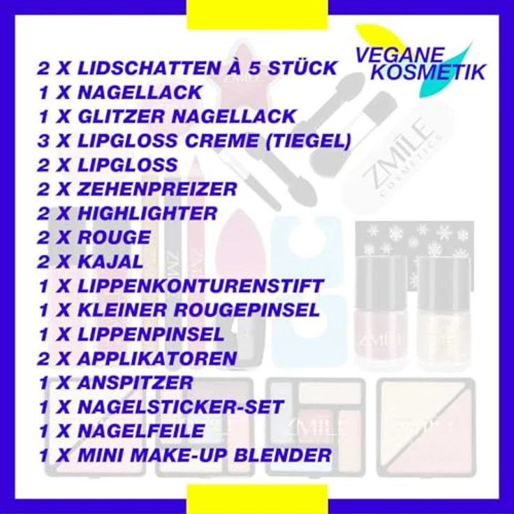 ZMILE COSMETICS Adventskalender 3D Christmas Balls (24-tlg), vegane Kosmetik - Beauty-Festival mit schimmerndem Lidschatten, funkelndem Nagellack und faszinierendem Highlighter, Reisegröße, ideal als Geschenk, Cover-Motiv auf Rückseite – Bild 6
