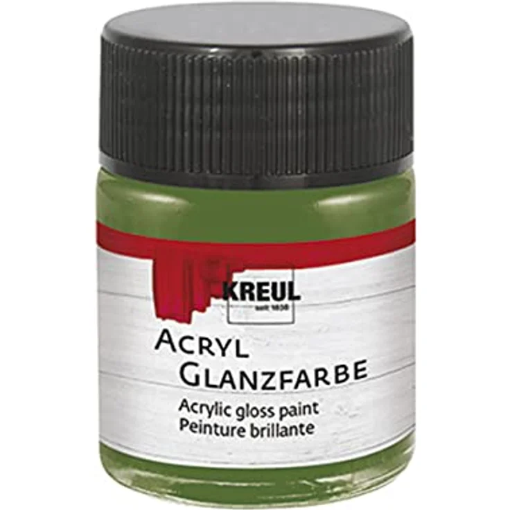 KREUL 79509 Acryl Glanzfarbe, 50 ml in olivgrün, glänzend-glatte, wasserbasis, schnelltrocknend und deckend – Bild 1