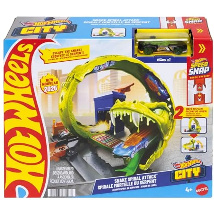 Mattel Hot Wheels Spielset City Snake Gas Station, Schlangen-Spiralattacke mit zwei Spielmöglichkeiten – Bild 6