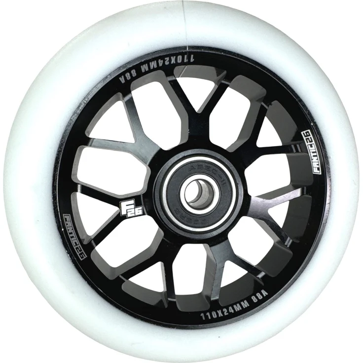 Fantic26 Spy7 Stunt-Scooter Rolle 110mm Abec11 Aluminium Schwarz /Pu Weiss