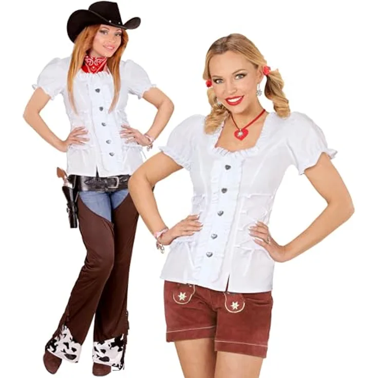W WIDMANN MILANO Party Fashion Trachtenbluse Damen, figurbetont mit dekorativer Knopfleiste, Größe L, ideal für Bierfest und Volksfest