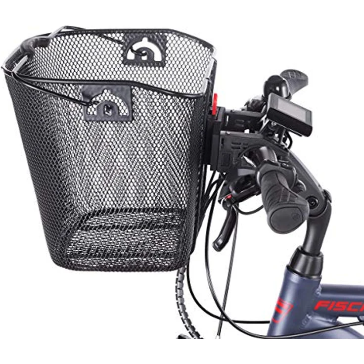 Fischer E-Bike Lenkerkorb mit Schnellbefestigung, speziell für E-Bikes entwickelt, Tragkraft 5kg, passend für alle gängigen Displays mit Einer Breite von 9 cm, u.a. für Bosch Displays, schwarz – Bild 1