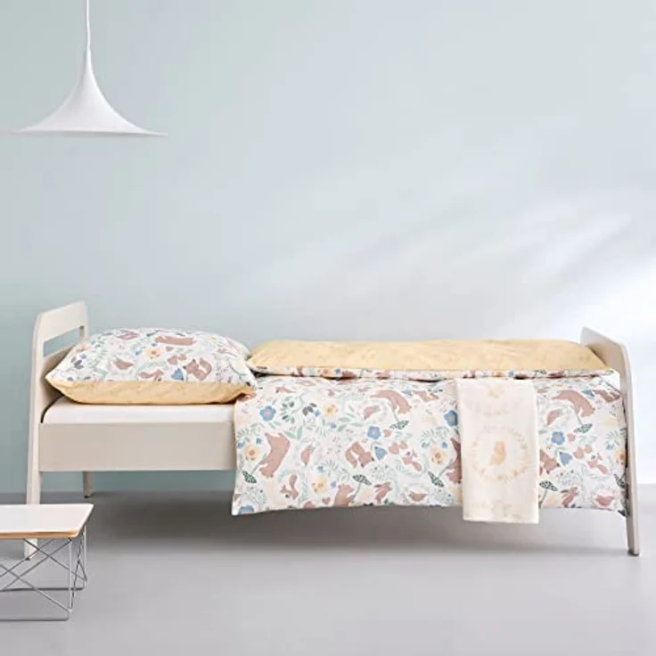 s.Oliver Kinderbettwäsche Waldtiere 100x135 cm - 100% Baumwolle, praktischer Reißverschluss & maschinenwaschbar, Bettwäsche für Kinder 2tlg. Tiere gelb bunt – Bild 2